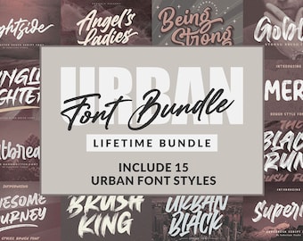 Urban Font Bundle: 15 Brush & Display Fonts (OTF, TTF, WOFF)