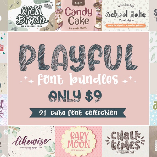 Font Bundle, cute font, craft font, School font, font for cricut, farmhouse font, kids font, baby font, Playful font, fun font, child font,