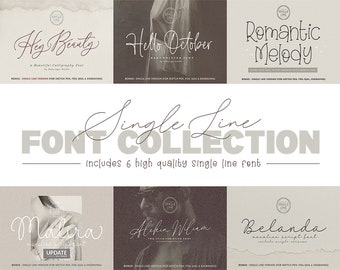 Single Line Font Bundle: Sketch, Cricut, Laser Cut Fonts