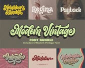 Retro Font Bundle: 6 Vintage Groovy Fonts