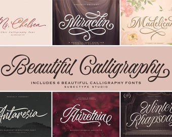 Calligraphy Font Bundle: 6 Elegant Typefaces