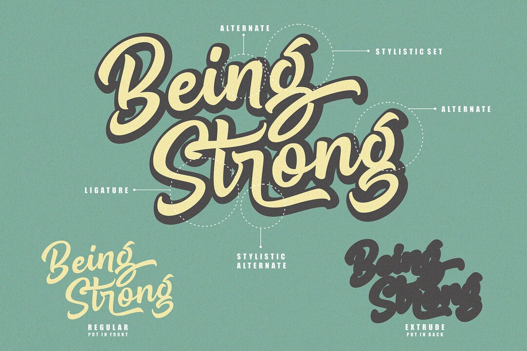 Being Strong Script Font: Retro Logo, Cricut Font - Etsy