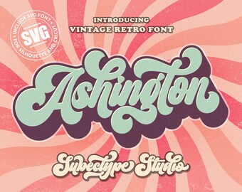 Retro font, Vintage Font, Groovy Font, Alphabet Font, 70s Font, Swirl Font, Lettering Font, Procreate Font, Canva Font, Hippie font, fonts,