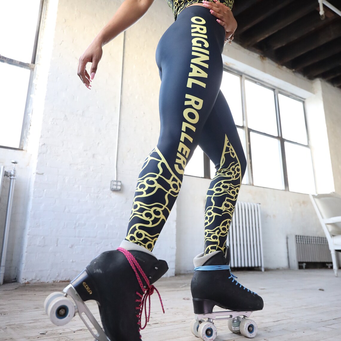 Original Rollers Skate Pattern Leggings Etsy