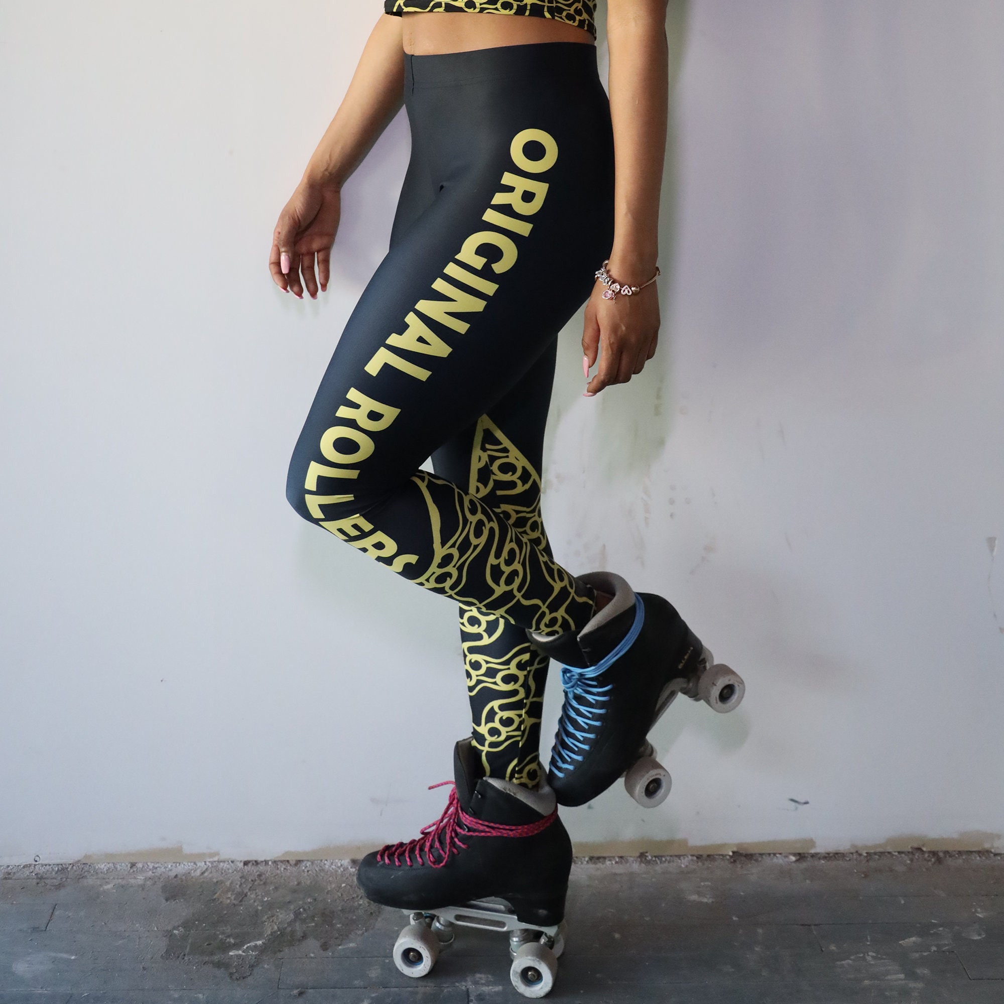Original Rollers Skate Pattern Leggings Etsy