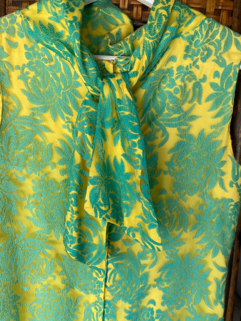 1960s Dress Green Yellow Bust Size 36 Etsy