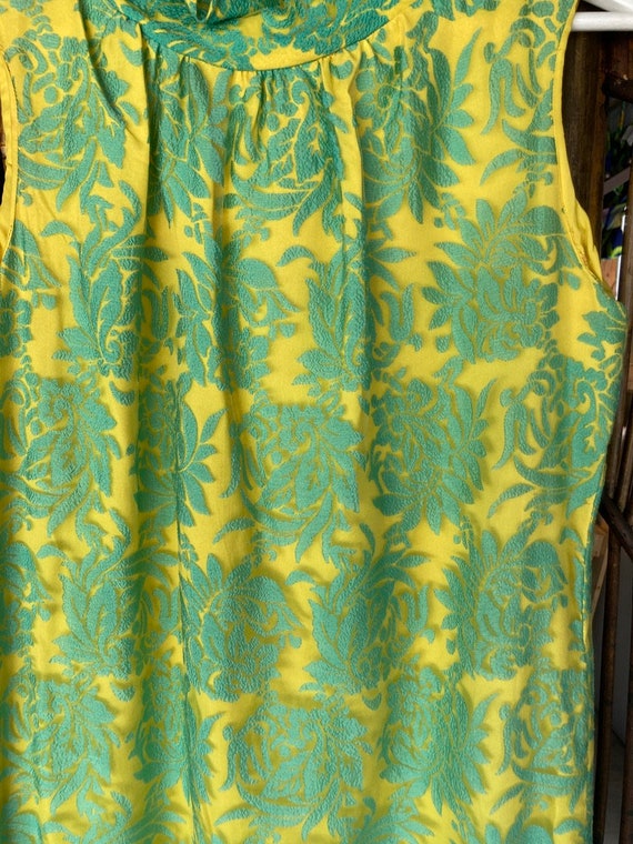 1960s Dress Green Yellow Bust Size 36 - image 2