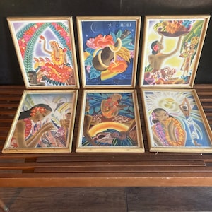 Art Deco Vintage Menus Framed for Matson Cruise Lines by Frank McIntosh Set of 6