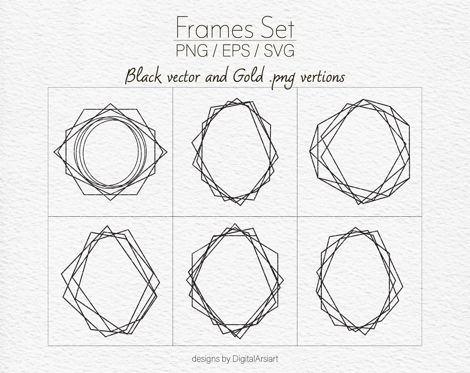 Gold Frames Clip Art png gif svg Geometric Frames -  Portugal