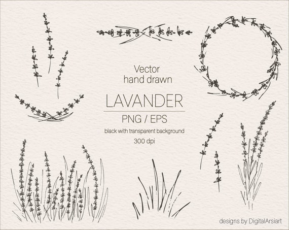 Lavender Vector Clipart Lavender Circle Wreath Eps Wedding Frame Floral  Board Hand Drawn Provence Flowers Herb Minimalist Line Art Png _285 - Etsy