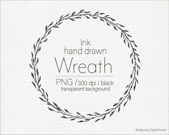 Blumenkranz Png Blatt Rahmen Png Hand Gezeichnet Kranz Etsy