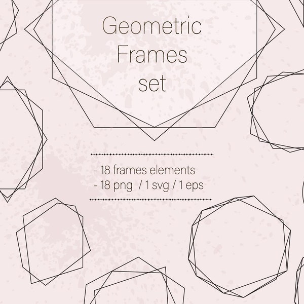 Digital frame clipart Geometric frame clipart Wedding frames clip art Diamond Modern Oval frame Double circle frames eps / svg / png _251