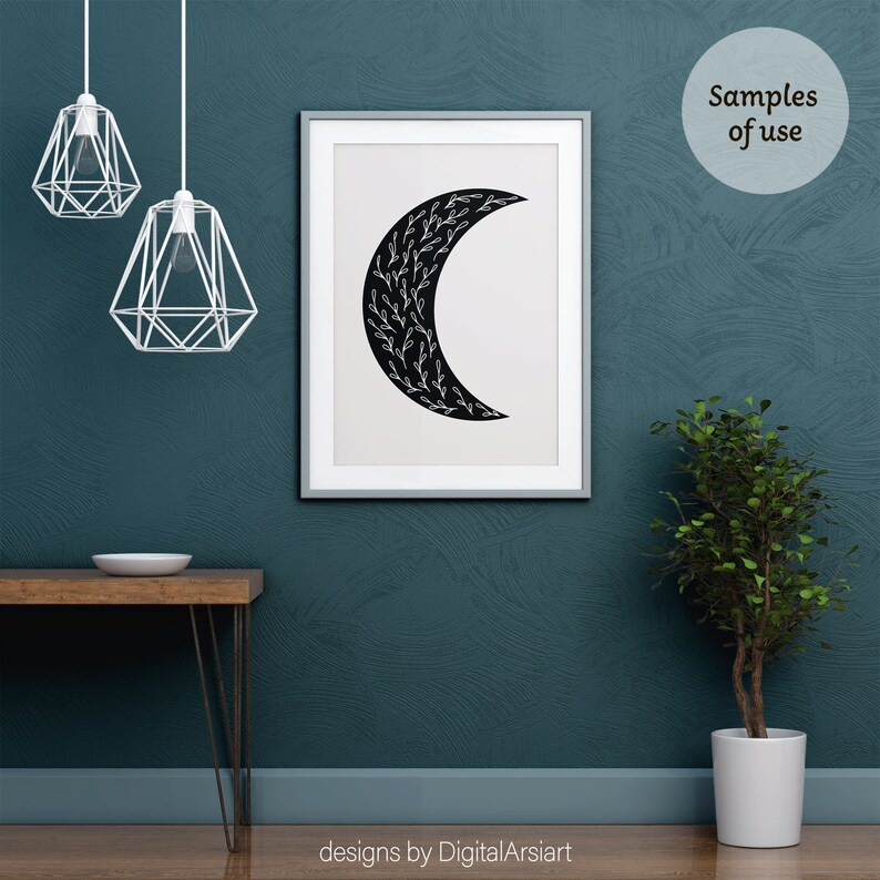 Download Moon svg Floral moon svg Moon vector cricut cut file Boho ...