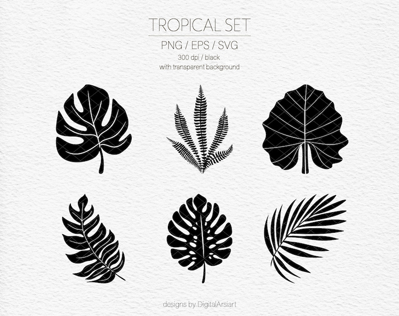 Tropical leaves svg Tropical paper leaf template SVG Cut files | Etsy