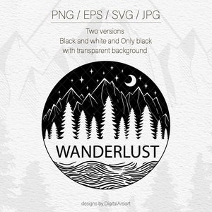 Mountain svg Forest svg Moon and Stars Svg files for cricut Camping svg Travel svg Outdoors svg Adventure svg Starry night svg Wanderlust image 1