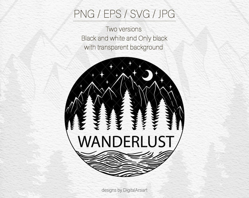 Mountain svg Forest svg Moon and Stars Svg files for cricut Camping svg Travel svg Outdoors svg Adventure svg Starry night svg Wanderlust image 1