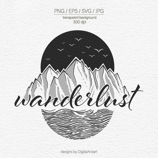 Wanderlust svg Mountain svg Outline mountain svg Outdoors adventure PNG file Wanderlust Silhouette SVG Cut File Vector Adventure svg _462