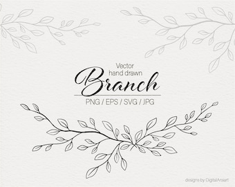 Floral border svg Branch svg Vector Floral svg file Hand drawn Leaves svg Simple Botanical border eps Floral divders Leaf branch svg _429