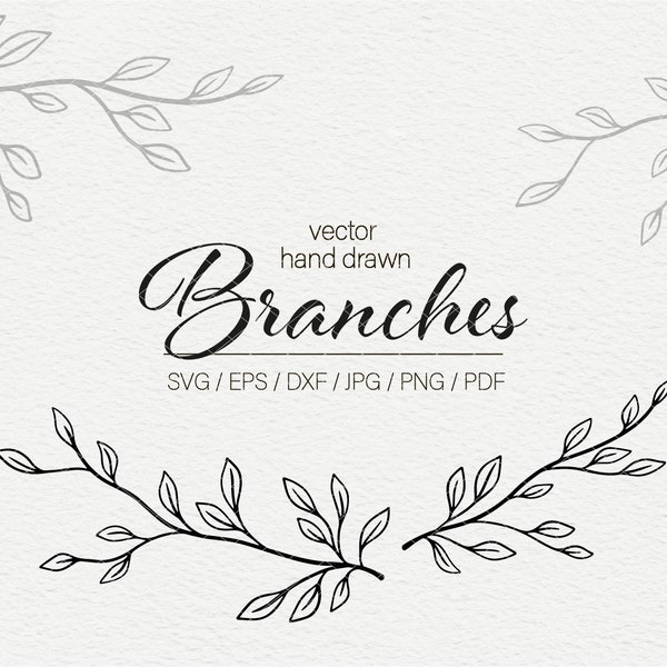 Floral svg file Floral border svg Branch svg Laser cut branch vector file Laser cut files Vector branch Tree cut file Leaves branch svg_975