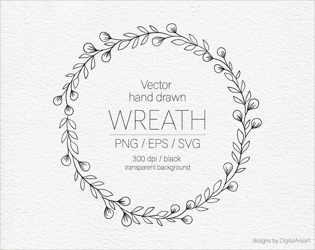 Floral Wreath Svg Hand Drawn Wreath Png Botanical Frame Svg - Etsy