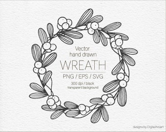 Christmas wreath svg Mistletoe wreath SVG Christmas holly wreath SVG cut file for cricut and silhouette Berry and leaves frame Winter svg