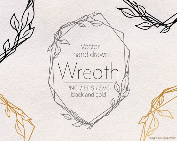 Download Geometric Frame Svg Leafy Wreath Geometric Svg Cut Files Etsy