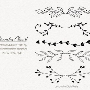 Download Floral Border Svg Branch Svg Vector Floral Svg File Hand Drawn Etsy