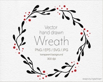 Merry Christmas SVG cut file Βranch svg Holly wreath clipart Wreath svg Holiday svg Leaves svg Merry christmas card svg Floral wreath svg