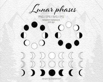 Moon svg Lunar phases svg Moon phases svg Crescent Moon svg Moon child svg Full moon svg Spase svg Silhouette Cut Files Galaxy vector _474