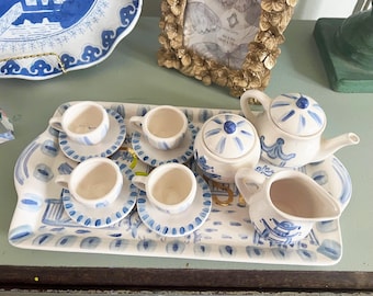 Hand Painted Ceramic Tea Set: Chinoiserie Tea Party Play