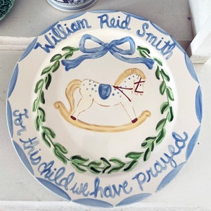 Rocking Horse Birthday Plate 11&quot; - Blue