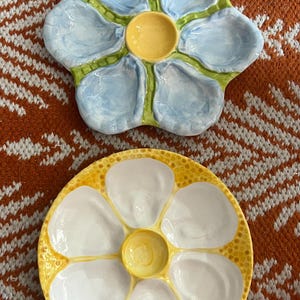 Hand Painted Cast Oyster Plate - Yellow Dots