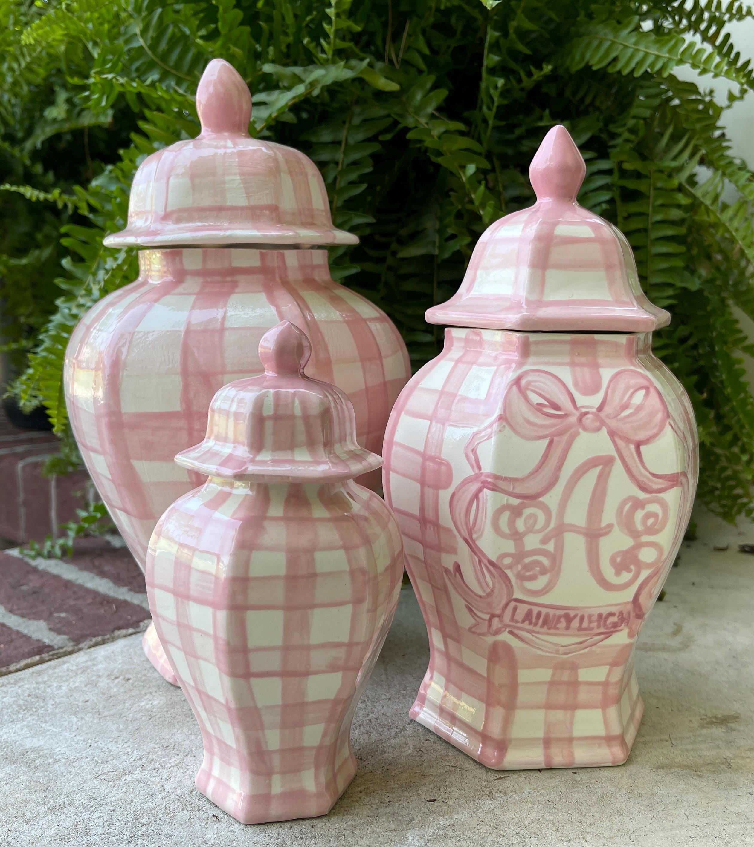 Hand Painted Hexagon Ginger Jar Set of 3