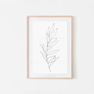 Olive Branch Print Botanical Line Art Hand Drawn Botanical Printable ...