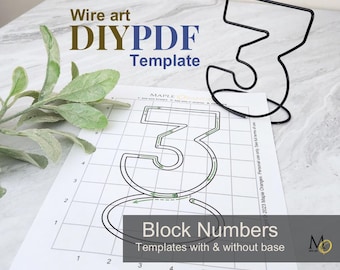 Wire Art Block Number Template DIY, Standing or Hanging (PDF Pattern)
