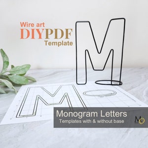 Monogram draad woordsjablonen afdrukbare items. Sjabloon gebreide draadkunstpatroon. Staande draad monogram brief pdf. Briefsjabloon voor draadkunst.