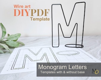 Monogram wire word templates printables. Knitted wire art pattern template. Standing wire monogram letter pdf. Wire art letter template.