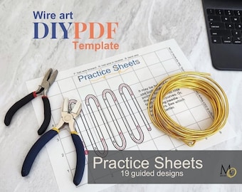 Wire art template practice sheets. Knitted wire art template. Wire art template. Wire template pattern