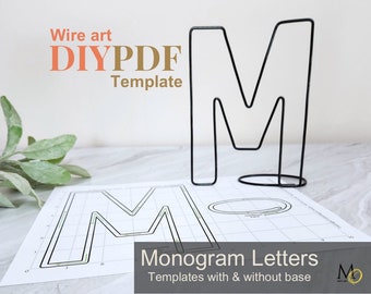 Monogram wire word templates printables. Knitted wire art pattern template. Standing wire monogram letter pdf. Wire art letter template.