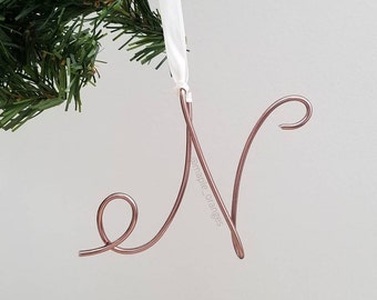 Wire Initial Ornament - letter ornament - personalized ornament  |wire letter, wire words, name ornament, christmas tree decoration|