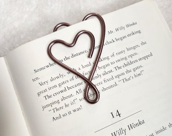 Infinity heart bookmark | Wire bookmark, heart bookmark, love bookmark, connected hearts, two hearts bookmark, book lover, book clip