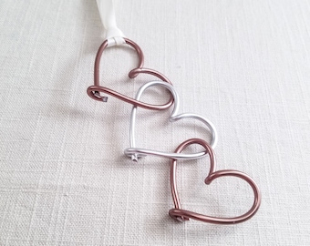 A family's heart ornament - linked hearts family ornament, expecting ornament, pregnancy announcement, gift tag, heart charm, we're pregnant