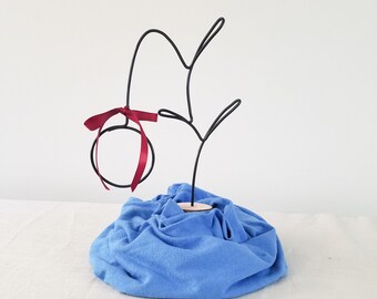 Charlie Brown Christmas tree decor - Wire tree with wood base - mantle decor, mini christmas tree wooden tree, rustic holiday, tablescape