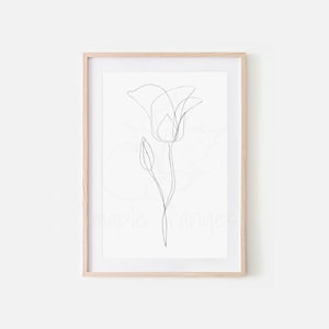 Mohnblume Linie Kunst - handgezeichnete botanische druckbare, Schmuckkörbe, Anemone, Wandkunst, minimalistisches Dekor, abstrakte Pflanze, Boho Kunst, Blumendruck