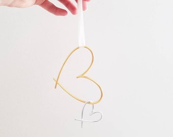 A mother's heart ornament -linked hearts |family ornament, expecting ornament, pregnancy announcement, gift tag, heart charm, we're pregnant