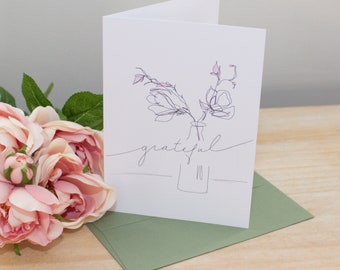 Thank You card | grateful card, thank you note, thank you stationery, baby shower thank you, thinking of you, modern thank you, notecard