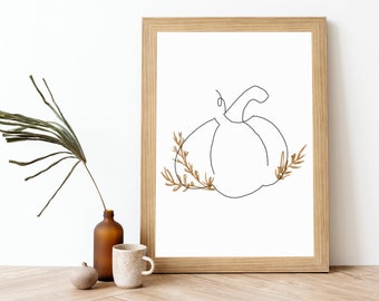 Pumpkin print | pumpkin art, pumpkin decor, Halloween decor, fall decor, autumn decor, Thanksgiving decor, seasonal art, fall printable