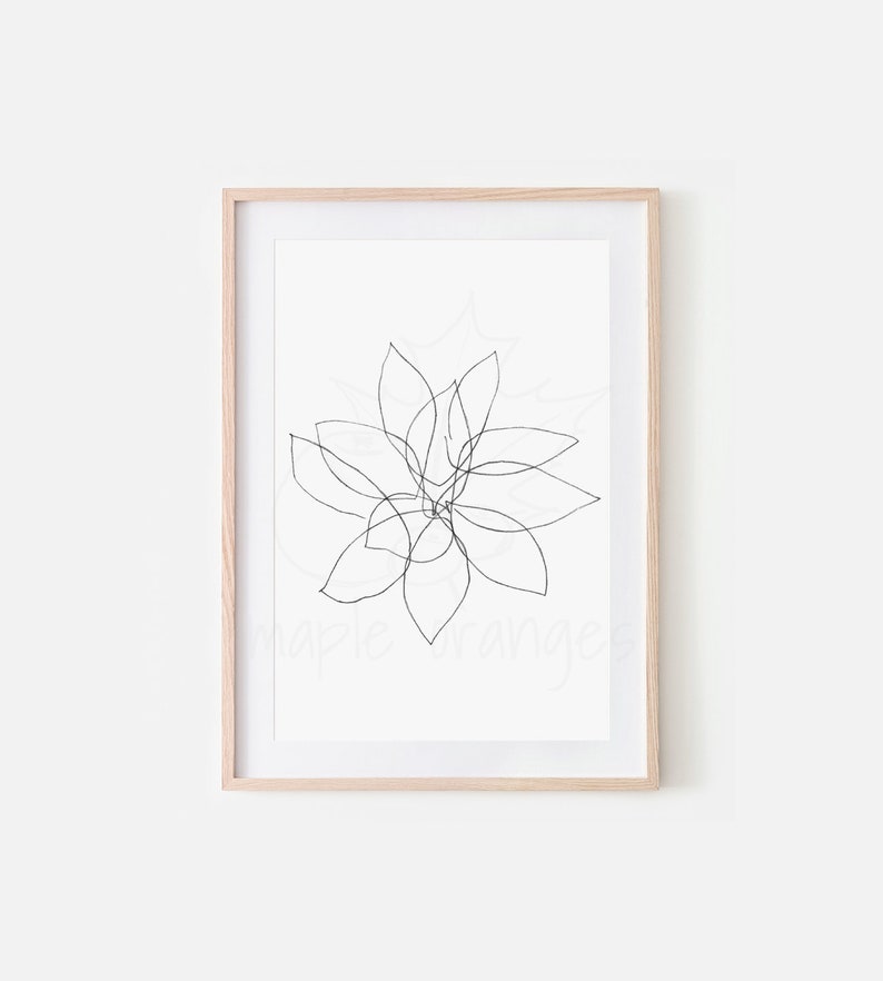 Lotus print hand-drawn botanical Botanical line art, lotus flower wall art, lotus decor, yoga decor, meditation space, yoga studio image 1