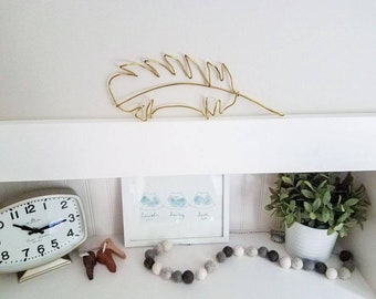 Wire Feather - Handmade wire art | line drawing art - shelf decor - wall decor - door sign - wall sign - wire words - gallery |
