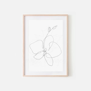 Orchidee Tinte Skizze - handgezeichnete Pflanze druckbar | minimalistische abstrakte Pflanze, Orchideendesign, Orchideenposter, Blumenkontur, Spa-Kunst